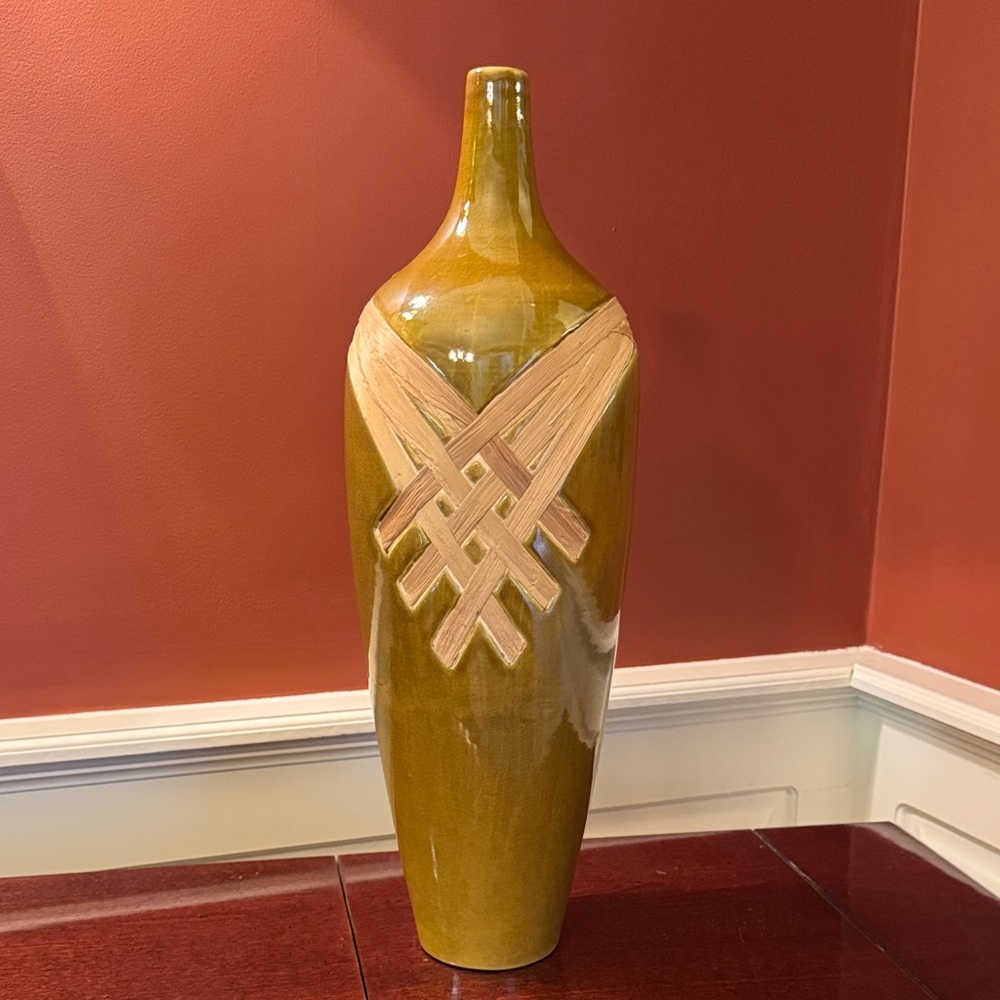 Elegant Olive Green Ceramic Vase